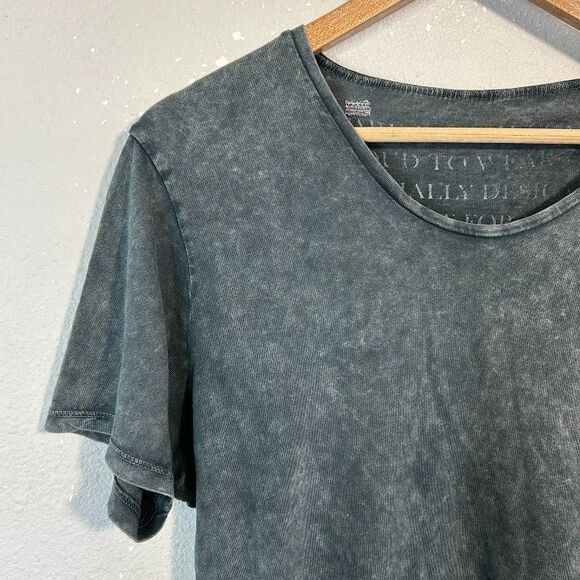 Autark Label Womens T Shirt M Gray Acid Wash Stretch Scoop Neck Cotton - Picture 4 of 8